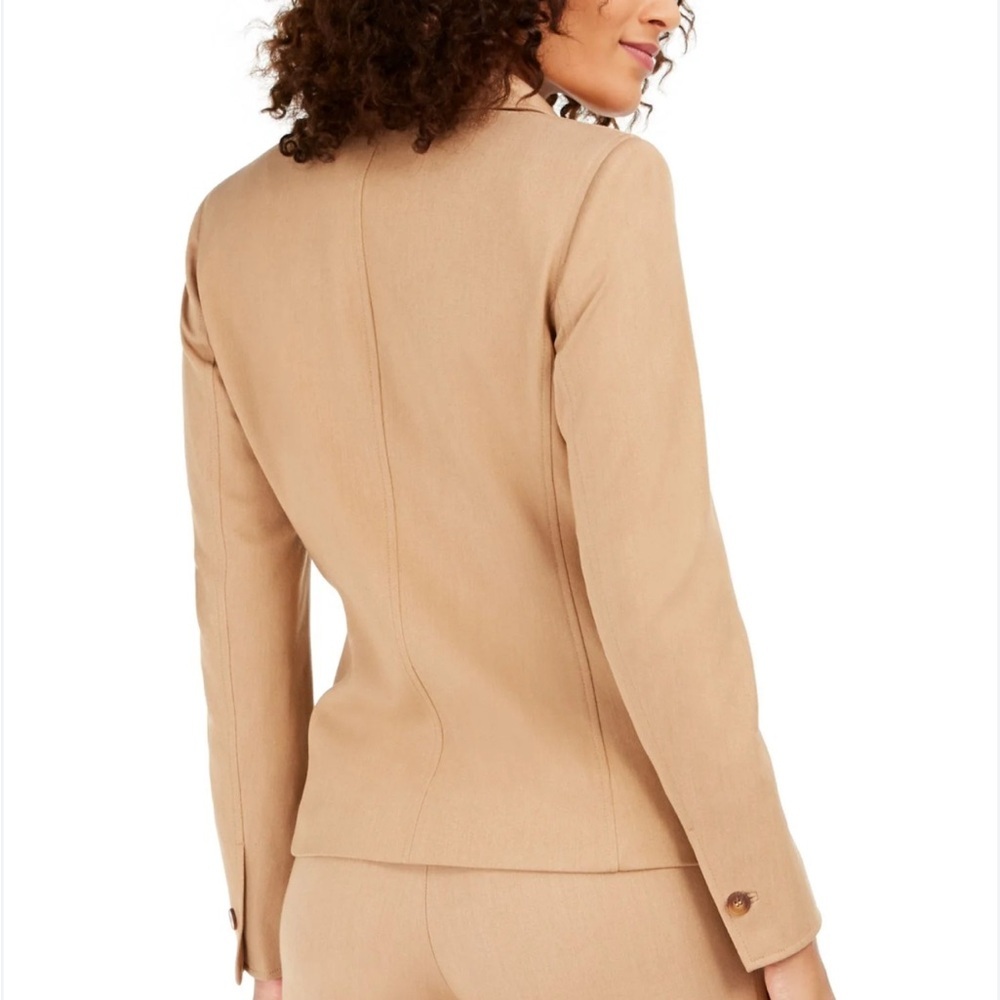 Anne Klein Womens‎ Blazer 16 Beige Wool Blend Hidden Button Up Stretch Shou…